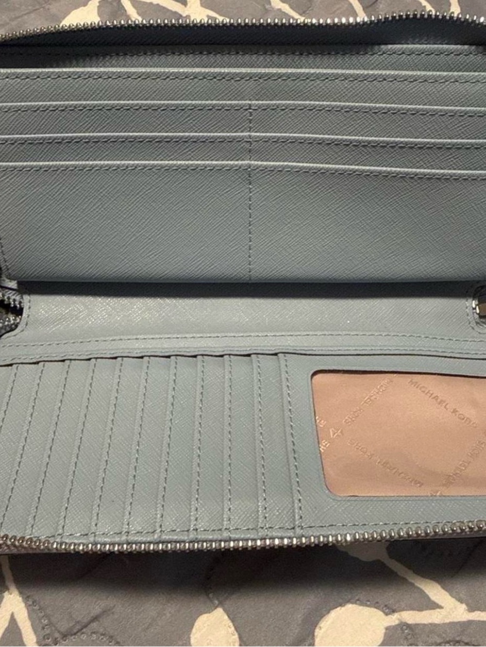 Michael Kors Pebbled Leather Wristlet Wallet in Slate Blue - Picture 3 of 5